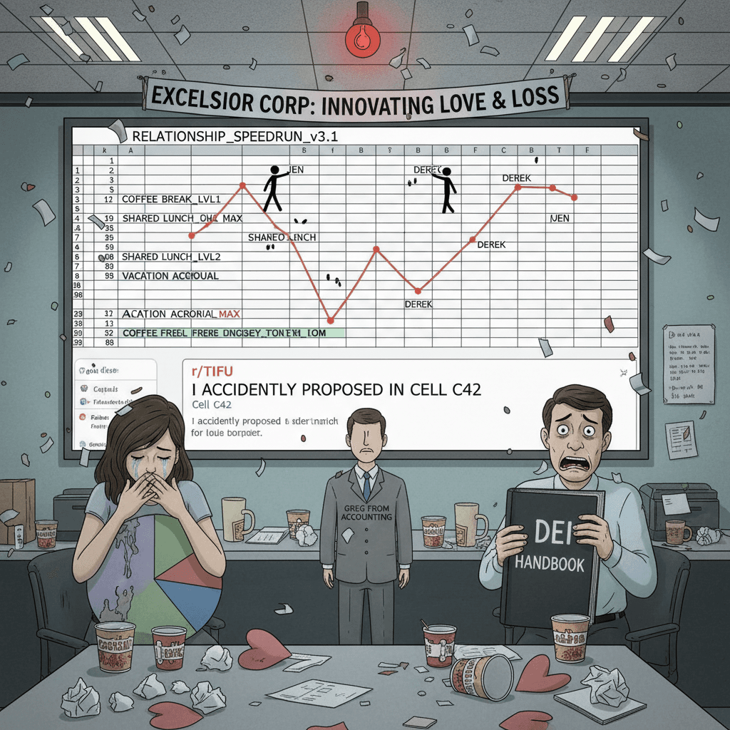 coworker romance: a tragedy in spreadsheets and uncomfortable break room encounters