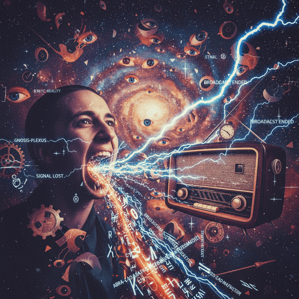 unhinged spiritual transmission interrupted by existential radio malfunction