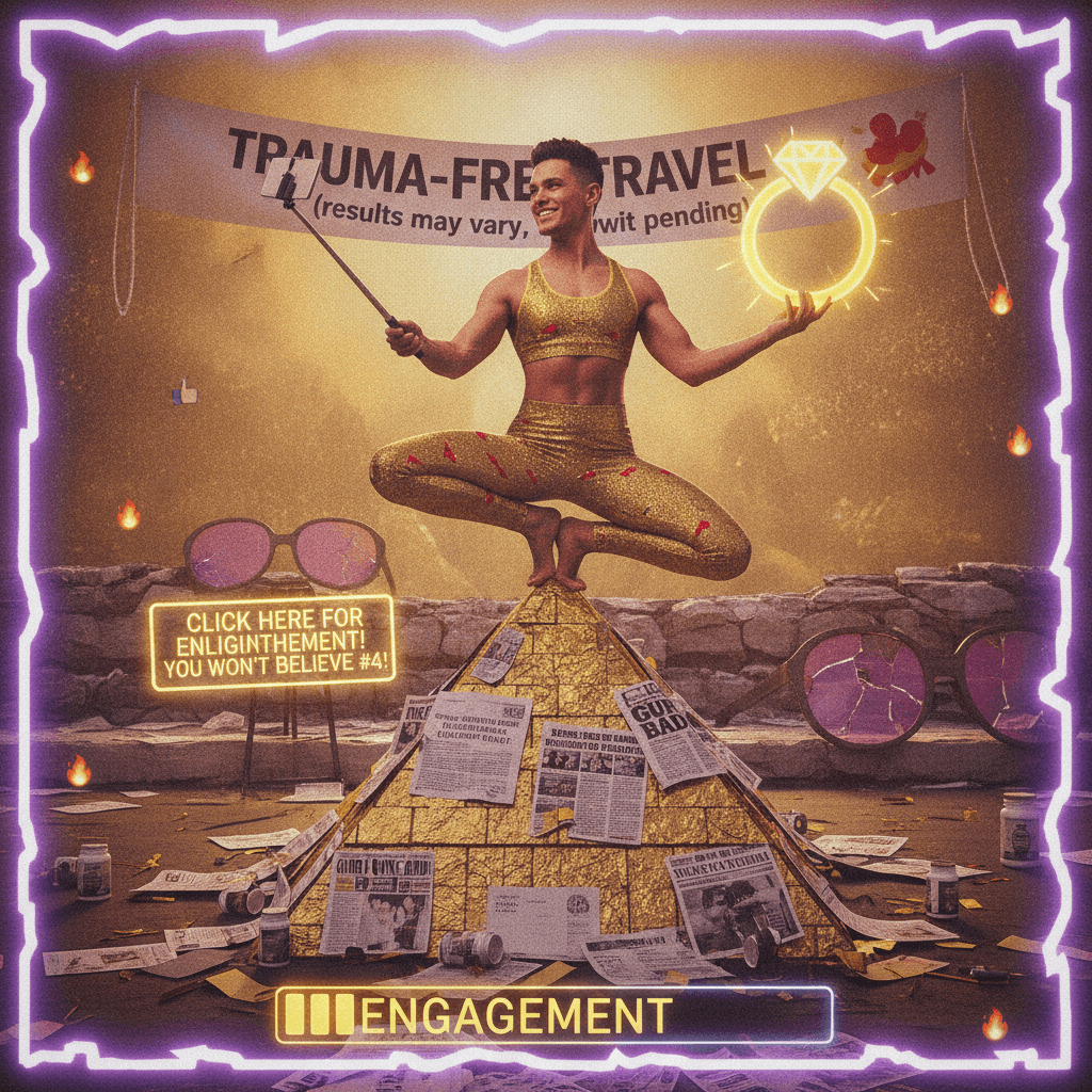 yoga pose + abuse scandal = engagement gold, apparently