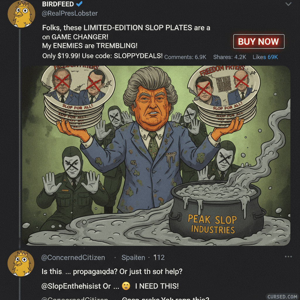 Threatening enemies with limited-edition dishware—peak slop