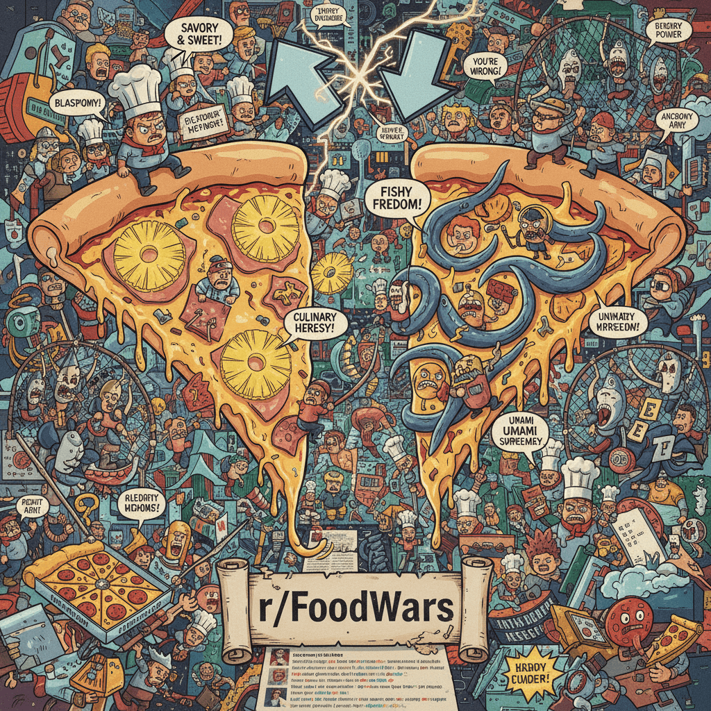 pineapple pizza discourse meets linguistic chaos, anchovies take hostages