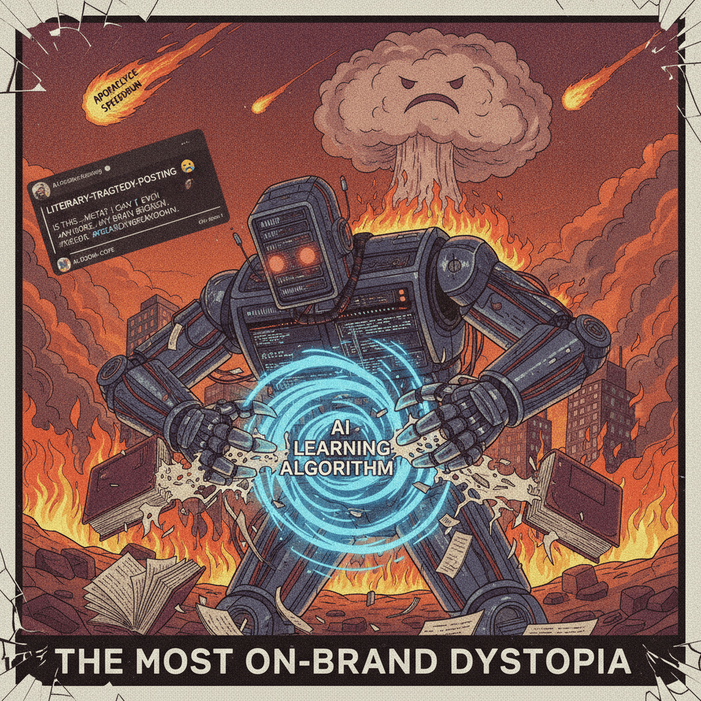 destroying books to train AI while world burns: the most on-brand dystopia
