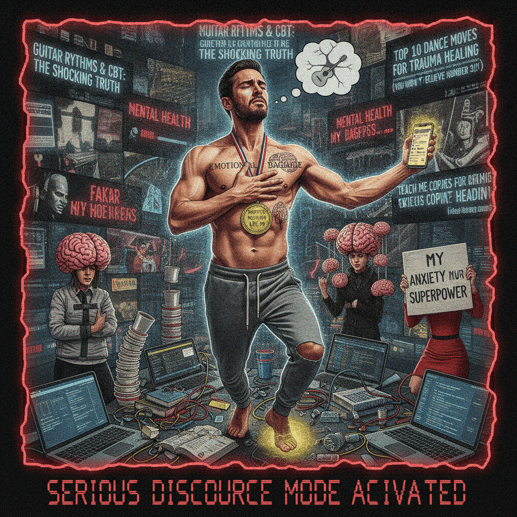 Shirtless flamenco guy but make it *serious* mental health discourse