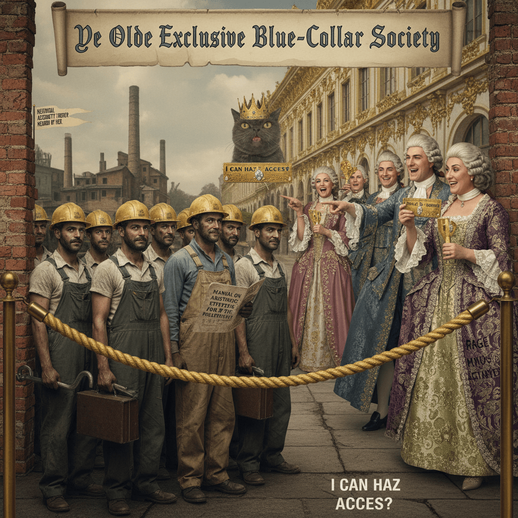 Combining working-class dignity with elitist gatekeeping—truly unhinged energy