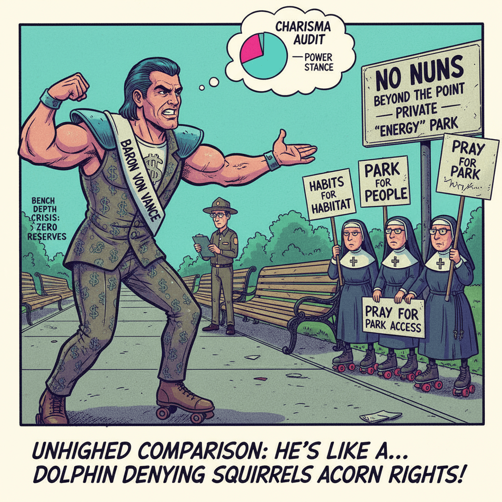 vance has the energy of an 80s villain denying nuns their park