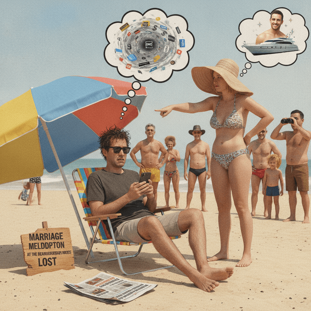 man ruins vacation by staring, blames wife's expectations