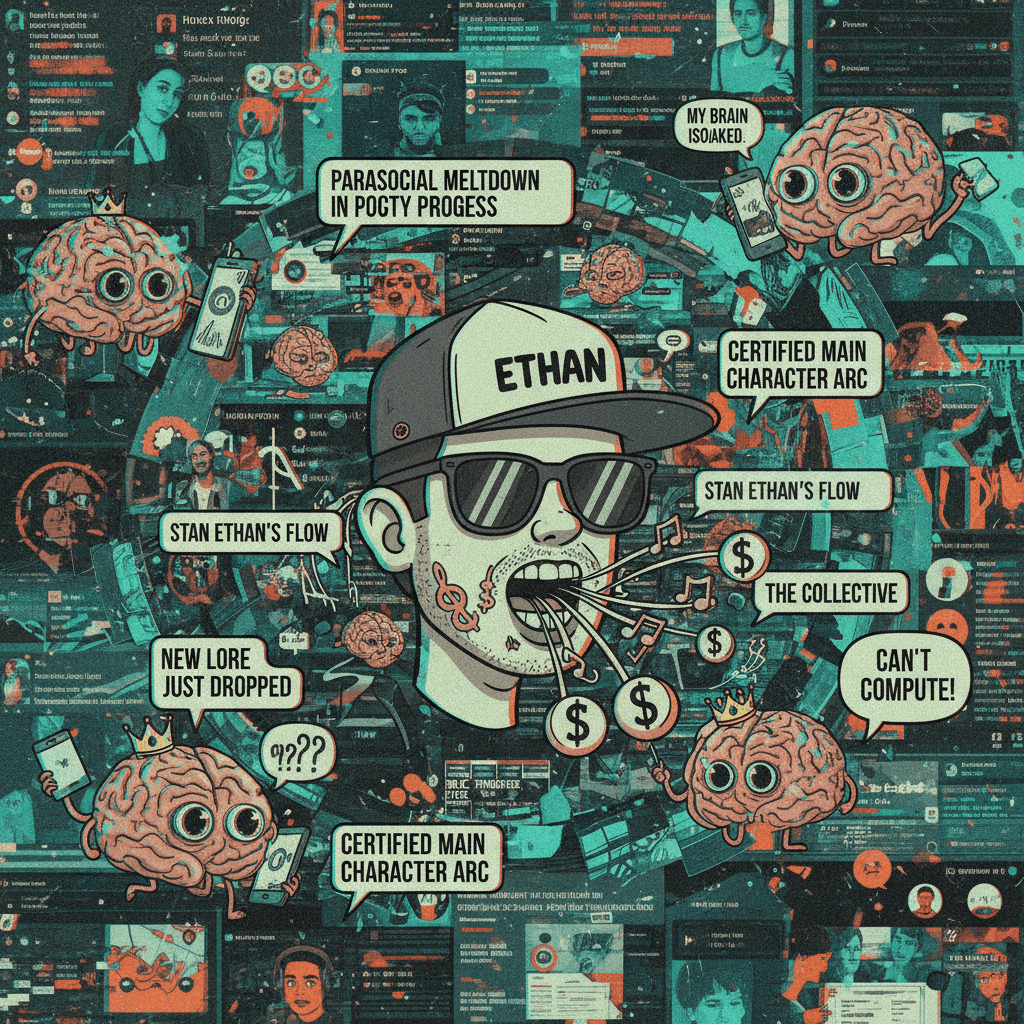 Group chat discovers Ethan's unexpected rap career, collective brain melts