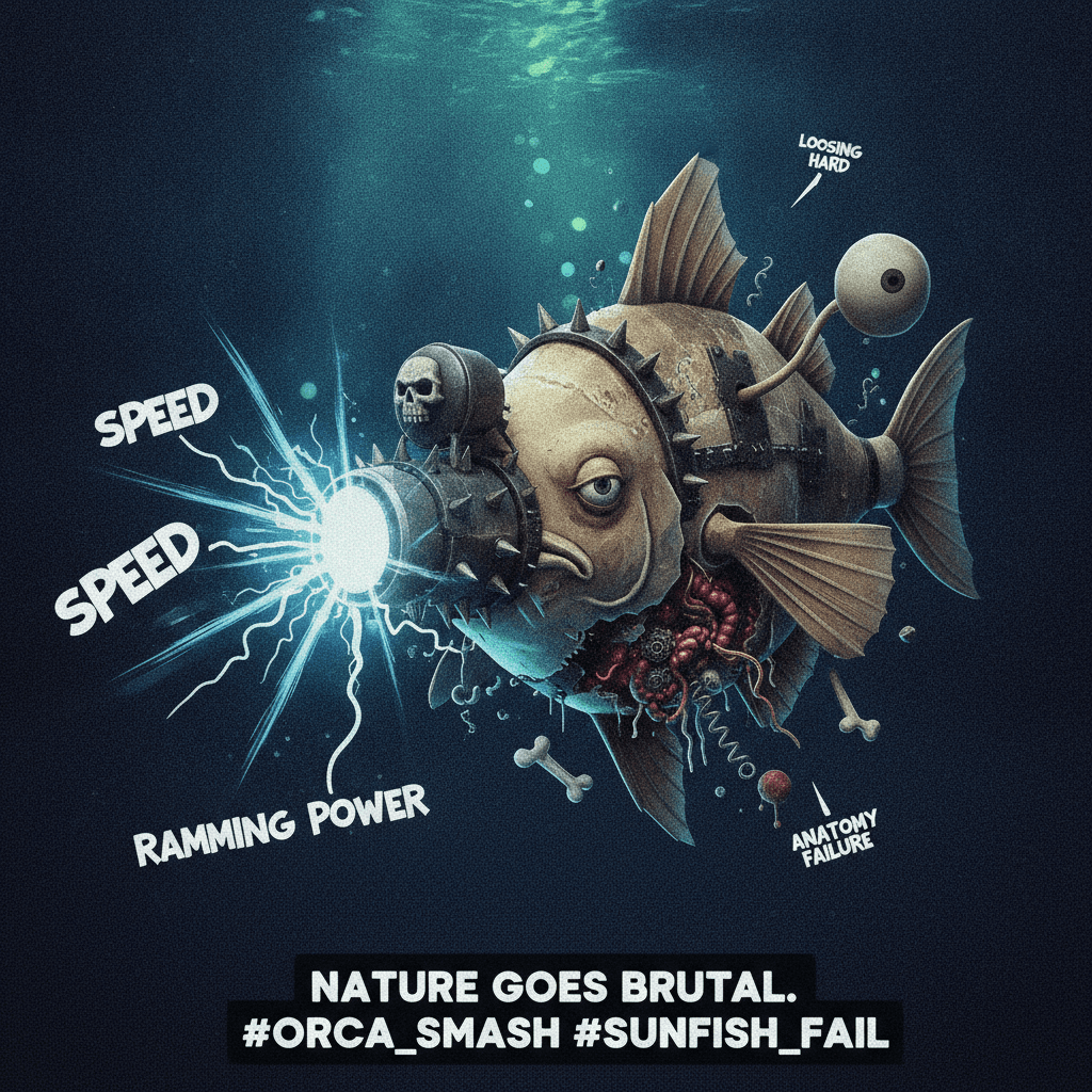 Orcas weaponizing ramming speed, sunfish anatomy losing badly