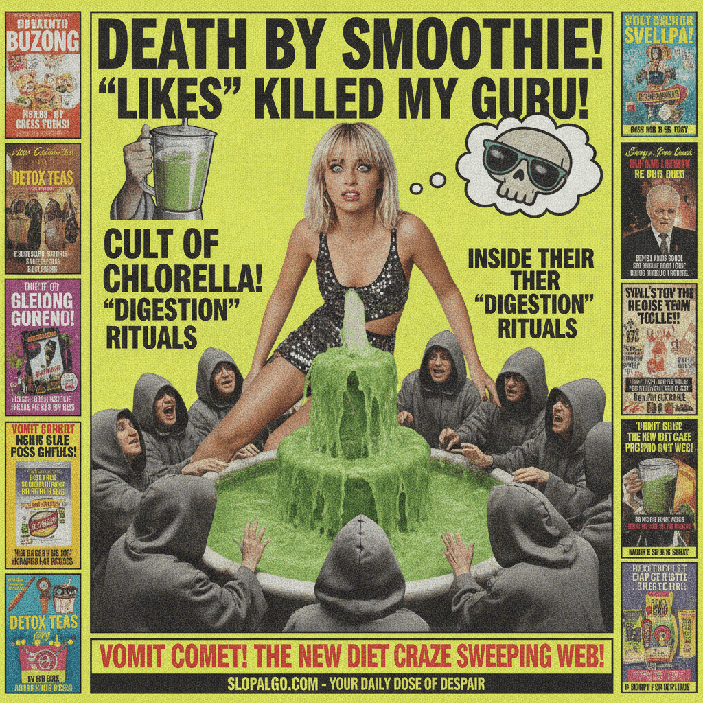 Influencer death + cult abuse + vomit = peak tabloid slop algorithm