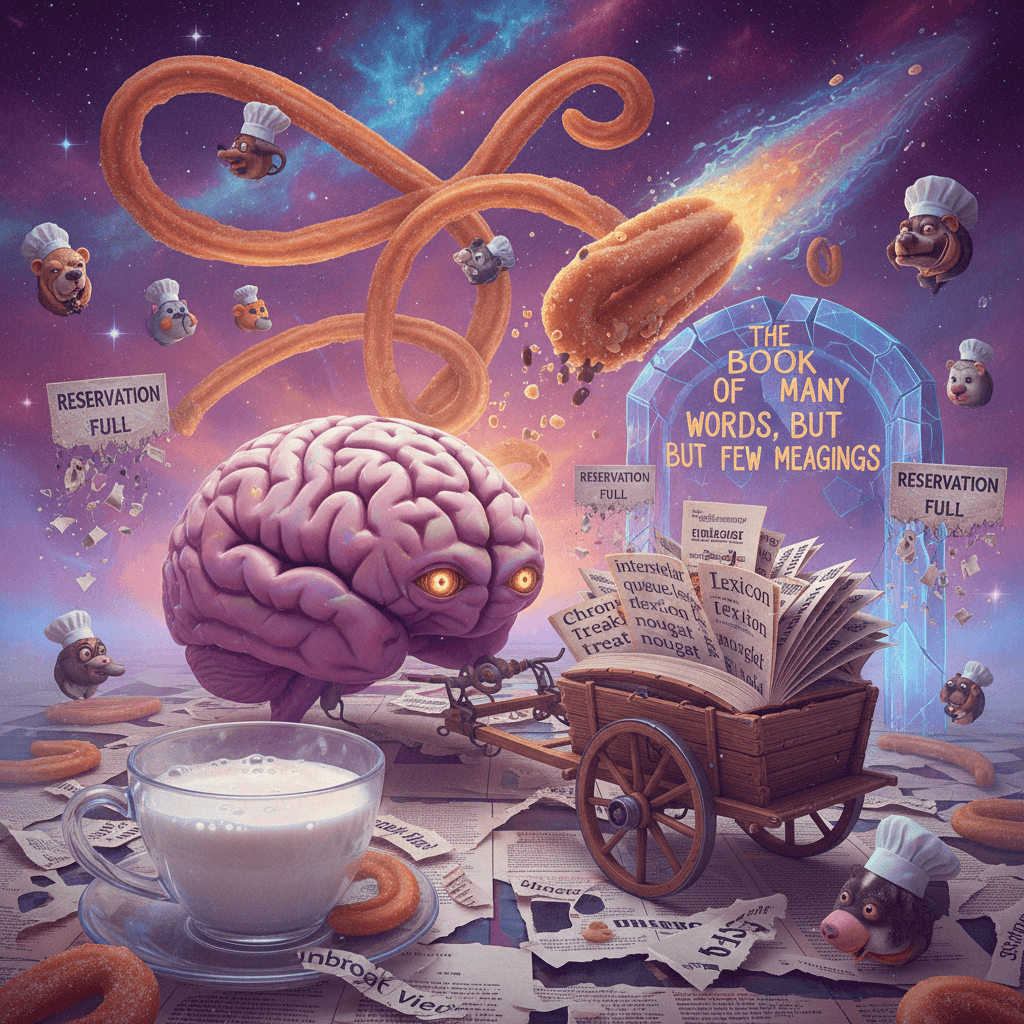 cosmic churrain? no reservations? someone let their thesaurus take the wheel
