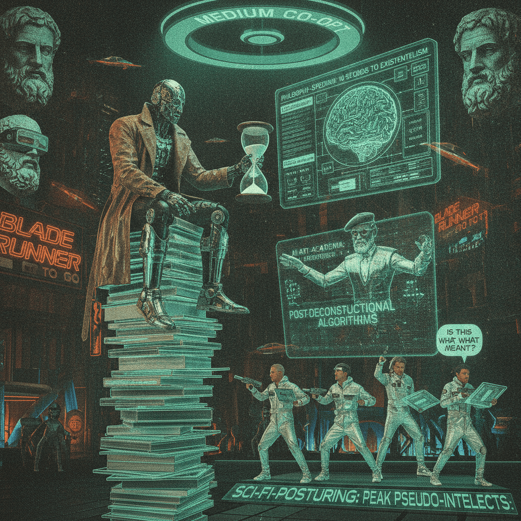 Generic retro-futurism paired with tired PKD reference, peak Medium energy
