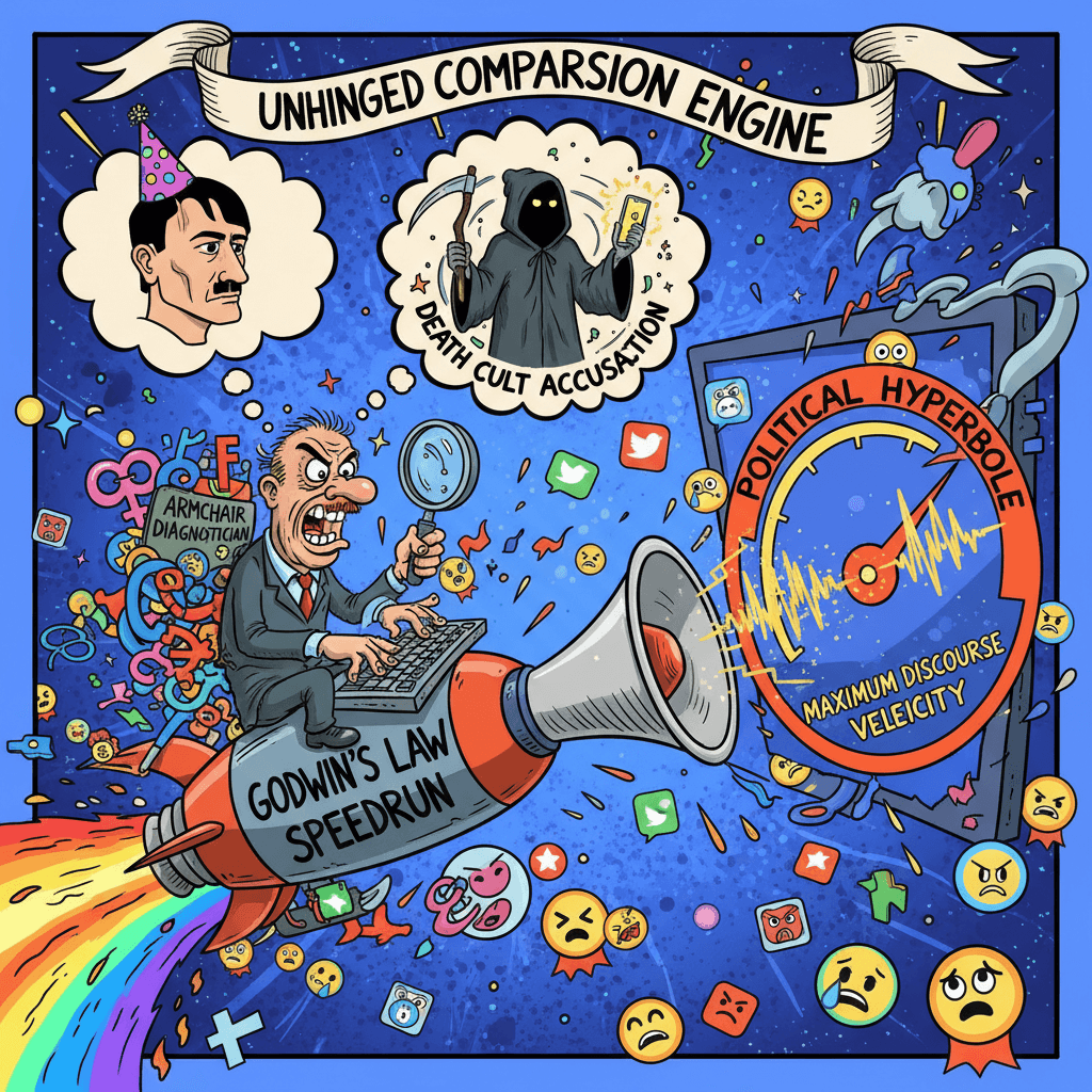 Hitler comparison + death cult accusation = maximum discourse velocity