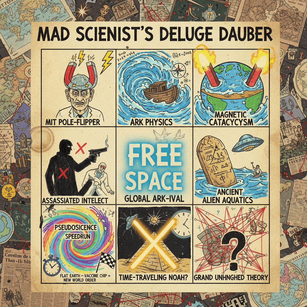MIT scientist + magnetic poles + Noah's flood = unhinged bingo card