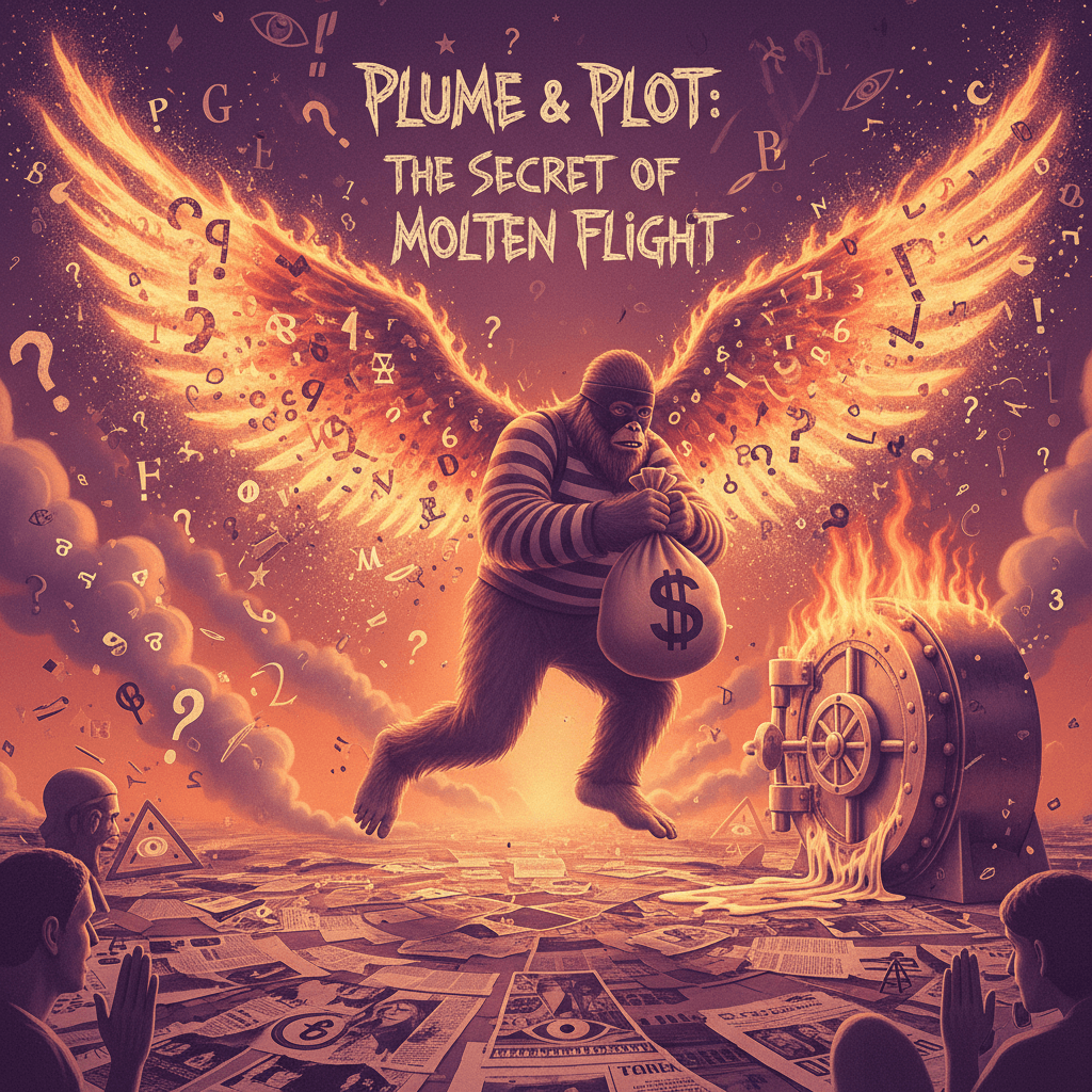 Sasquatch commits heist with flaming wings, feathers explode in conspiracy