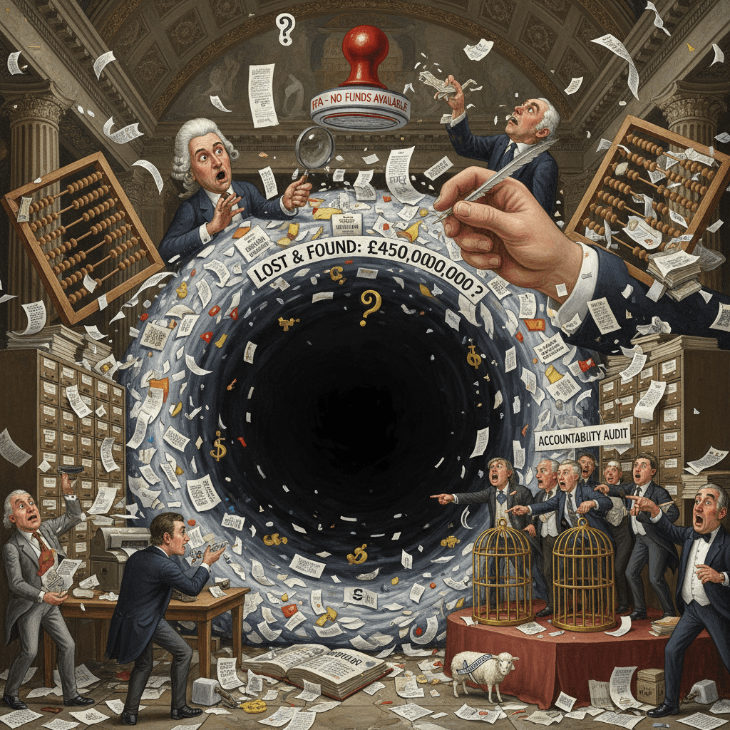 £450B vanishes into gov black hole, nobody knows where it went lol