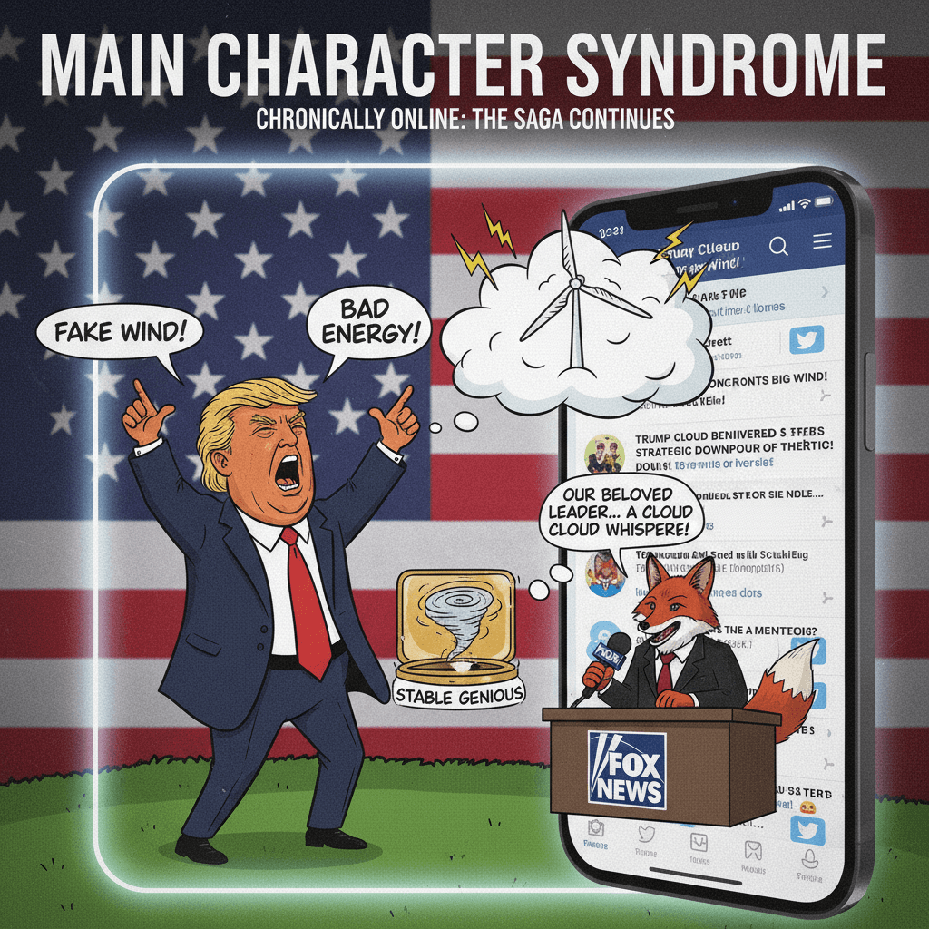 strategic genius yells at cloud about windmills, very stable genius behavior