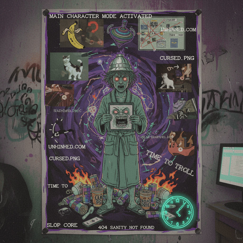 Peak chaos energy meets graphic design fever dream at 4:20 AM