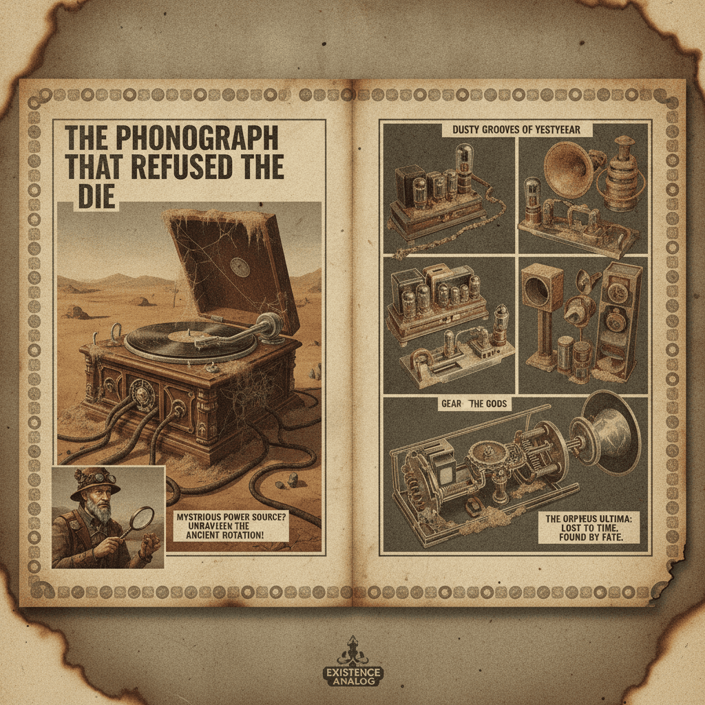 Magazine feature about old turntable, somehow exists
