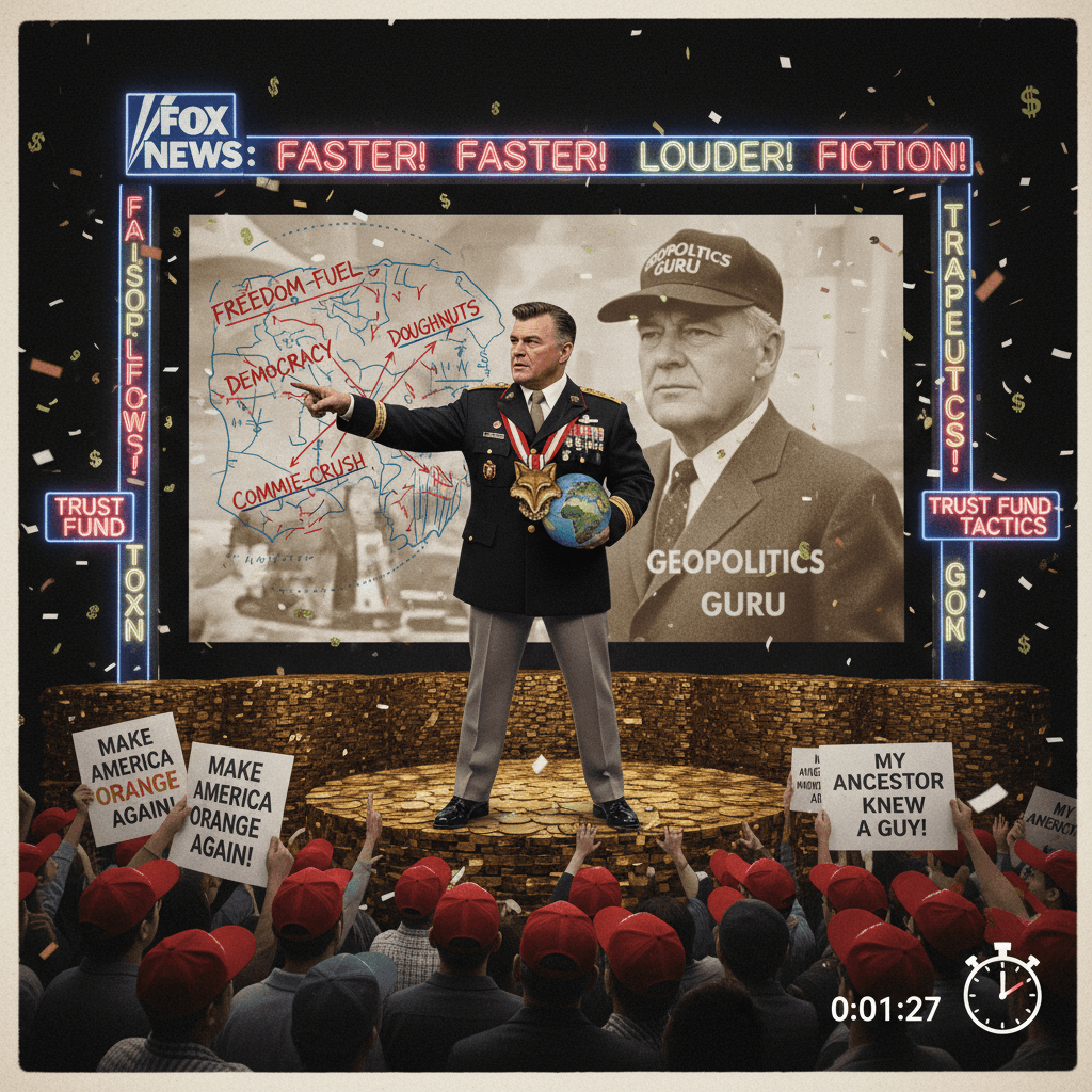 Nixon's grandson explains geopolitics to Fox viewers, 2024 colorized