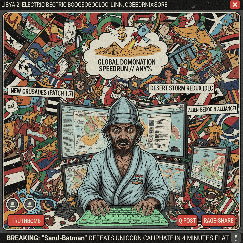 Guy speedruns Middle East warfare fanfic with zero self-awareness