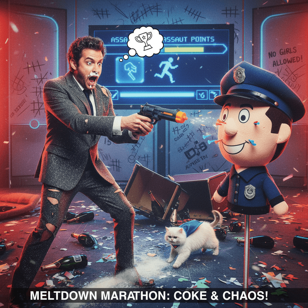 coked-up misogynist speedruns assault charges with cop headshot