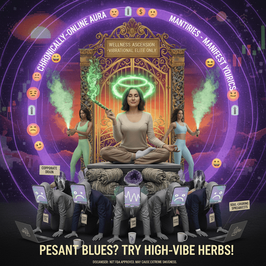 morning blunt energy = enlightened, corporate job = low vibe peasant