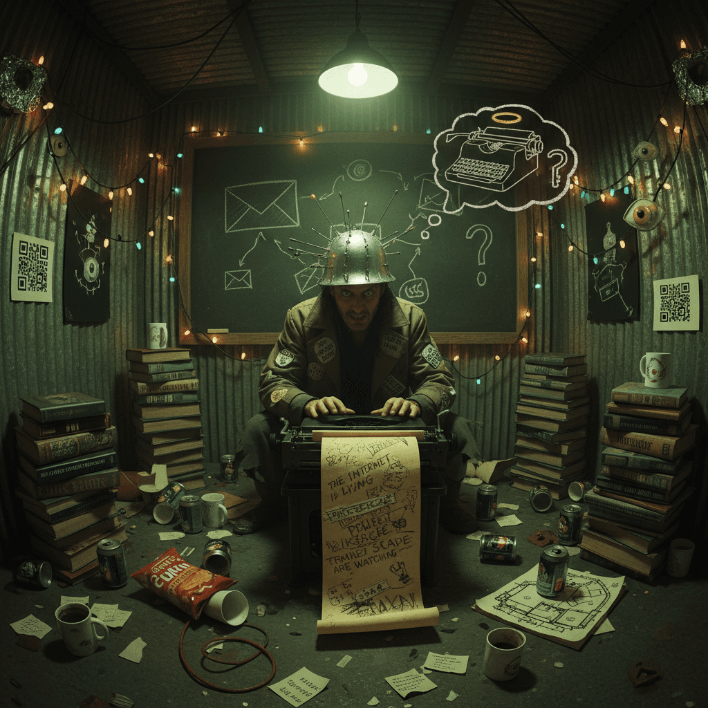 broke: email, woke: typewriter in a paranoia themed escape room