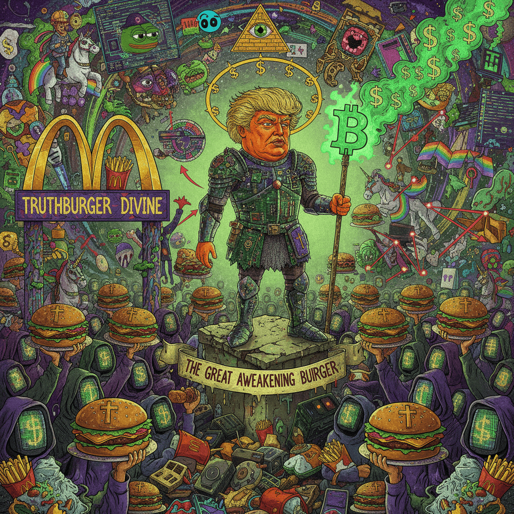 Peak slop: crusaders, crypto, and divine hamburger offerings