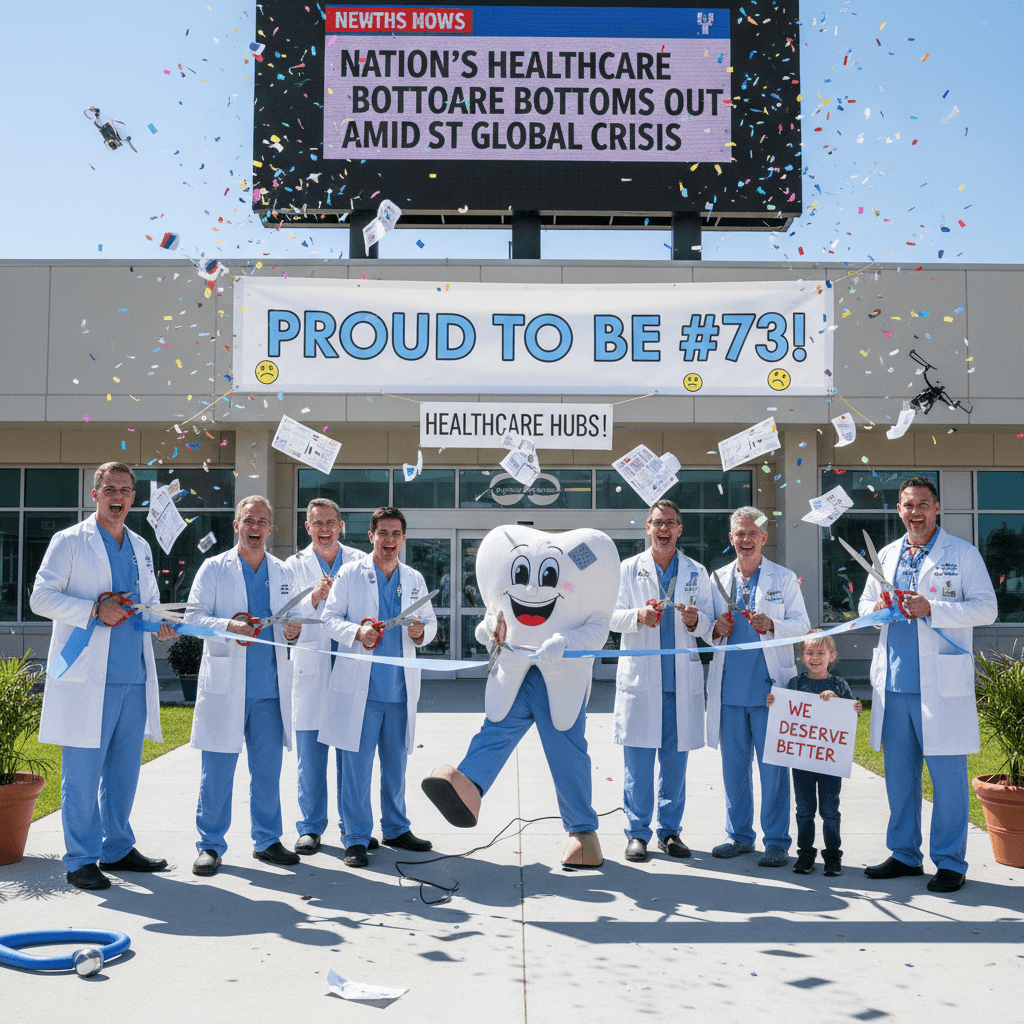 Nothing says success like smiling through devastating healthcare rankings