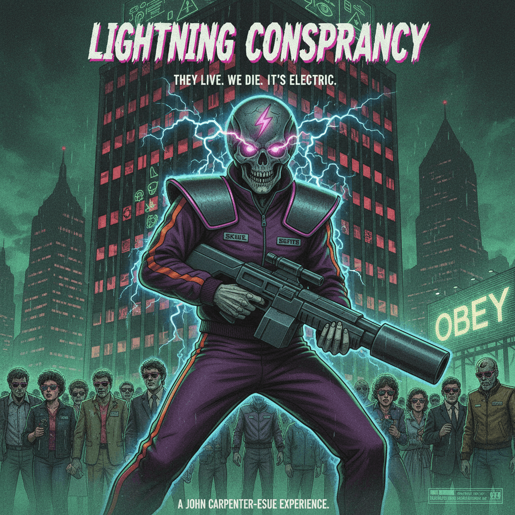 Skull suits and lightning: when conspiracy meets 80s camp