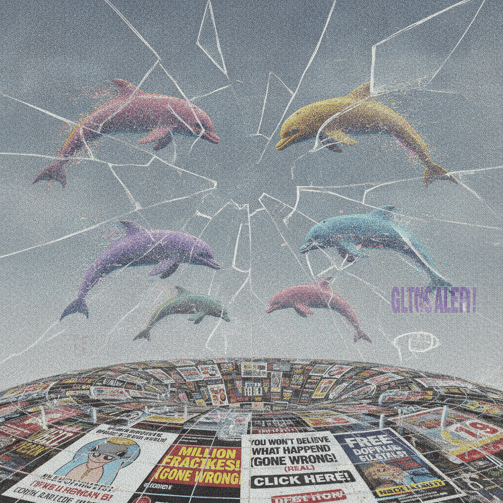 alien dolphins broke the sky, one million times, very fake, very click