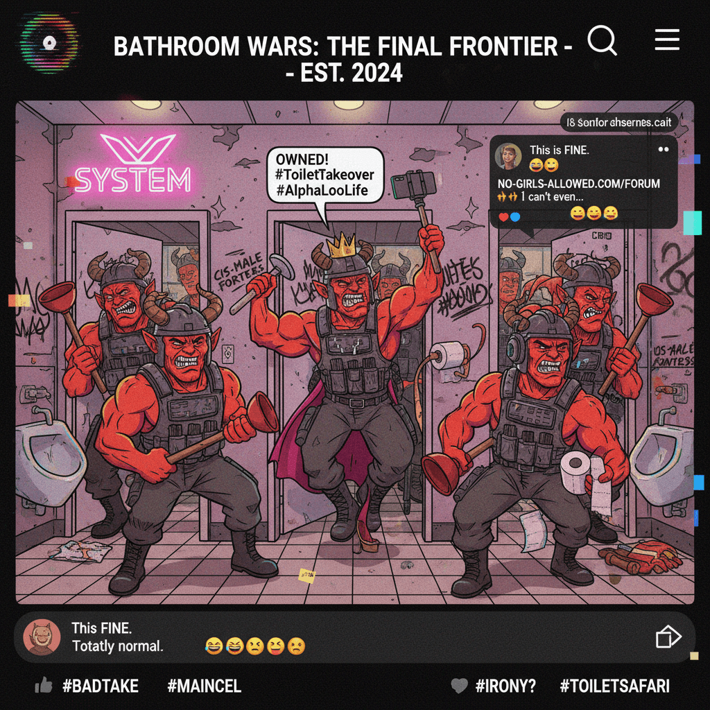 telling men to invade bathrooms to own the system, very normal