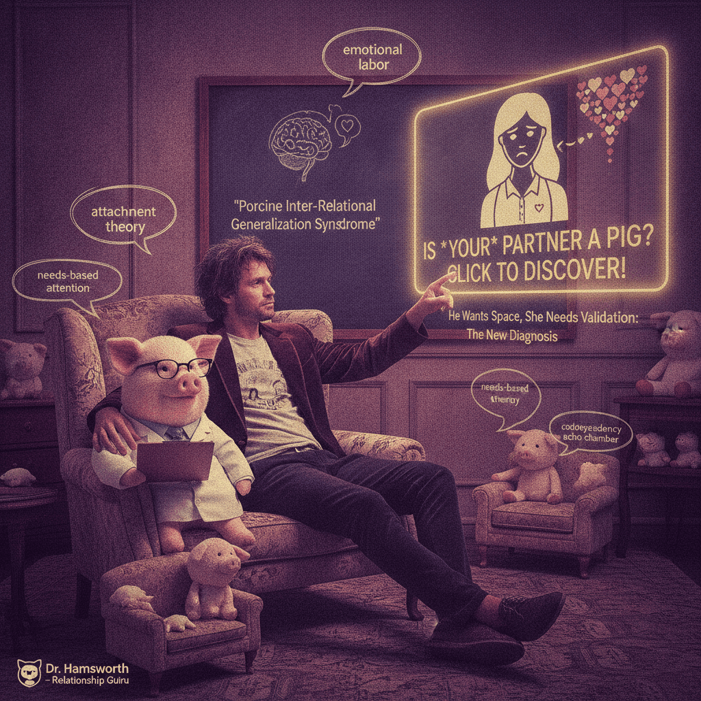 Psychology bro discovers pigs, invents fake syndrome to explain why his gf wants attention