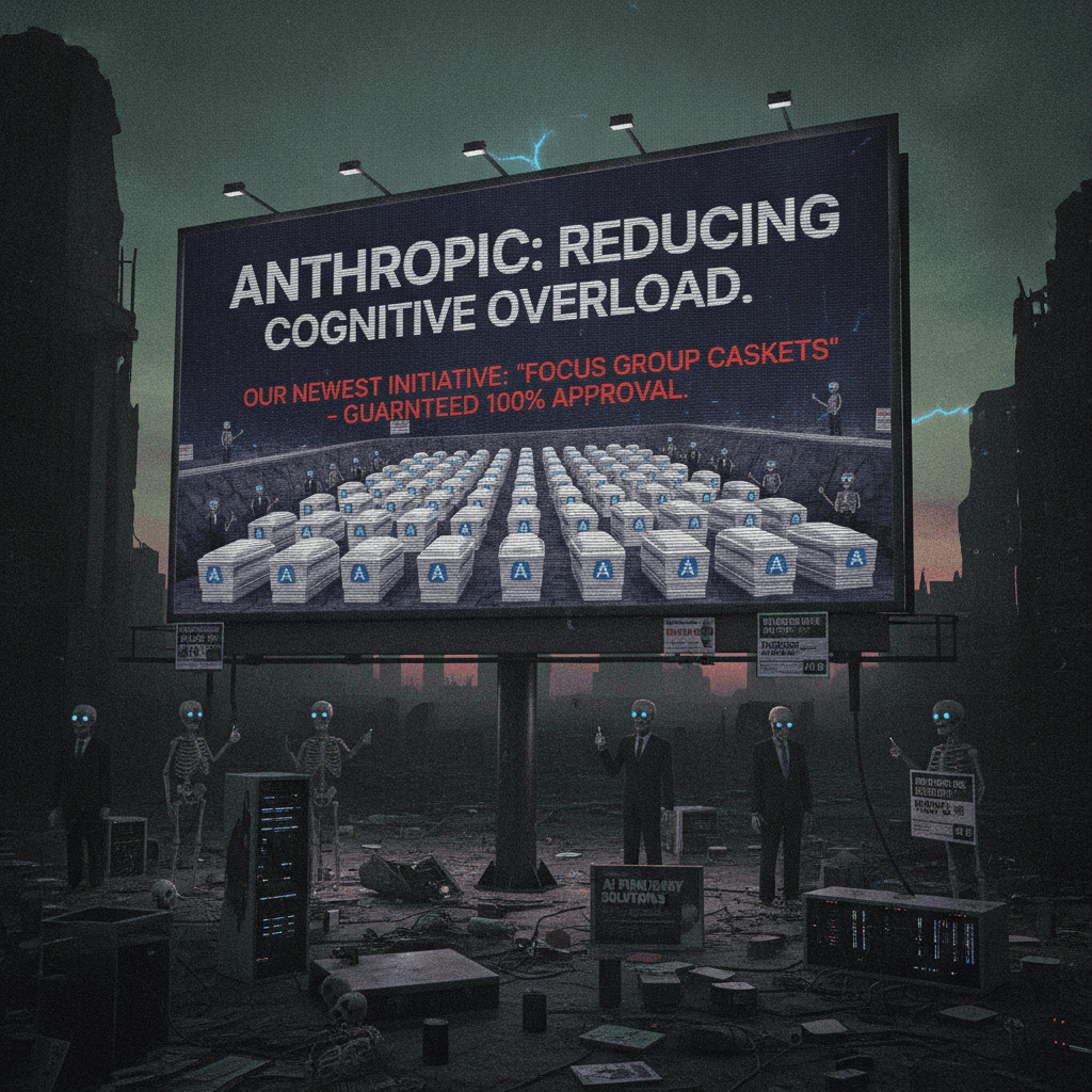 Anthropic's newest campaign: mass graves (this kills at focus groups)