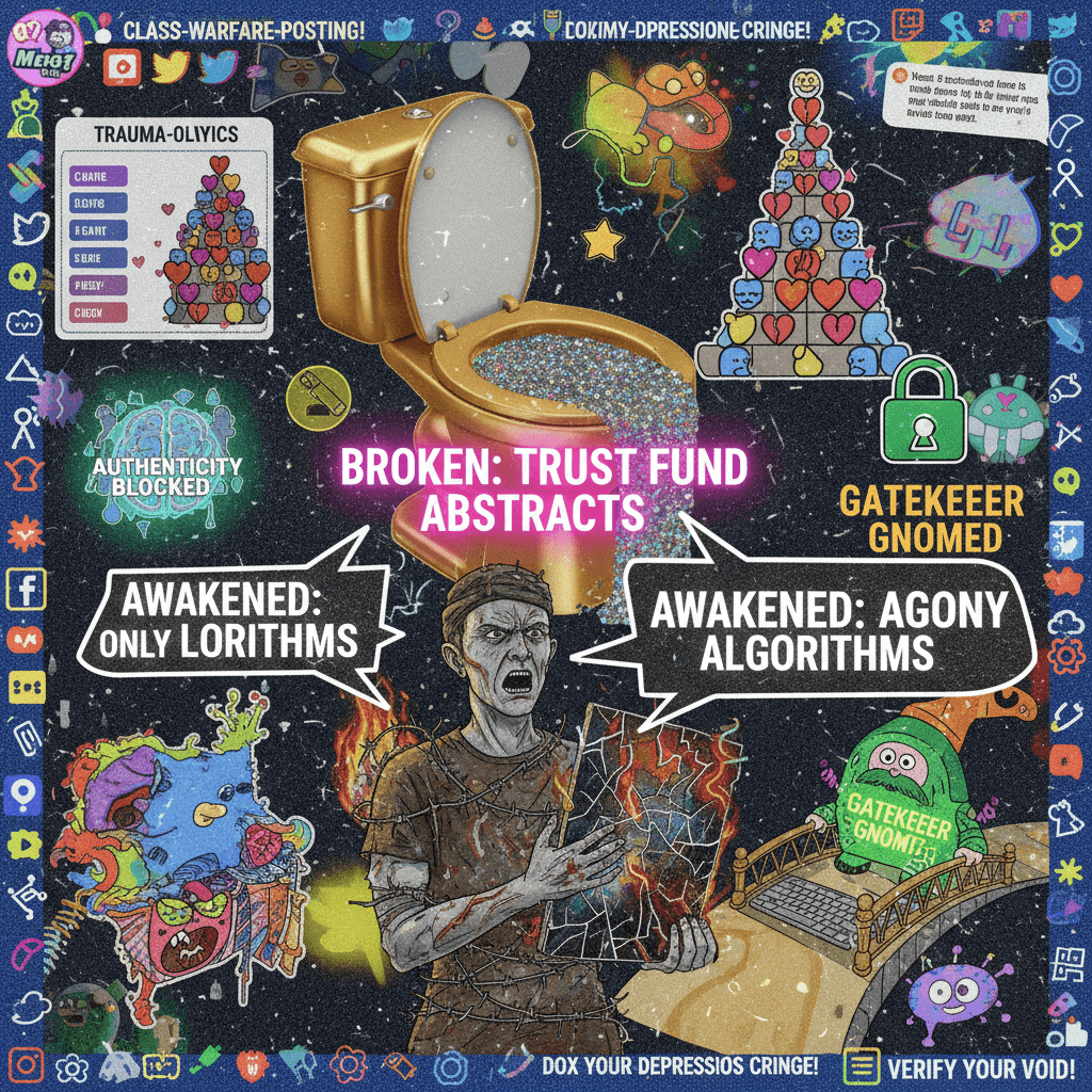 broke: rich kid art. woke: only suffering grants creative legitimacy