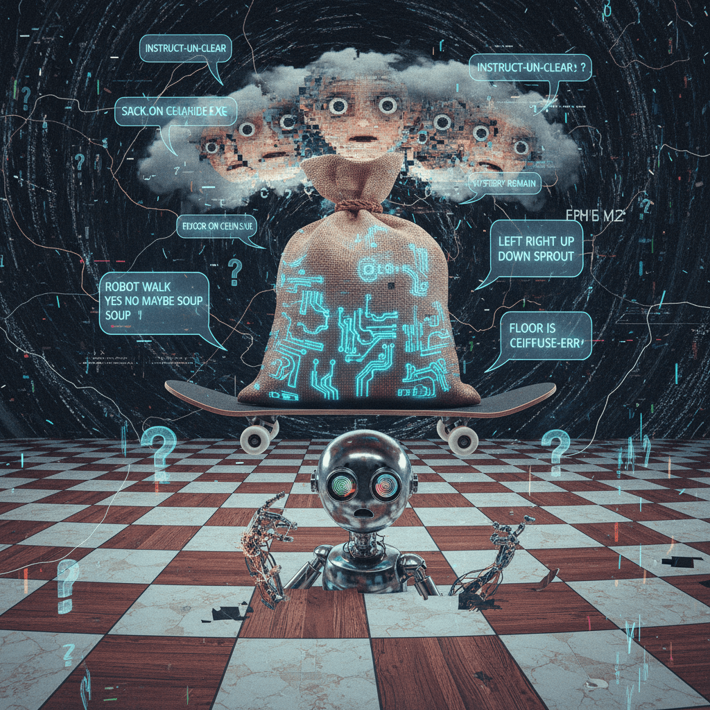 instructions unclear, sack on board, flooring confused, it remains mysterious