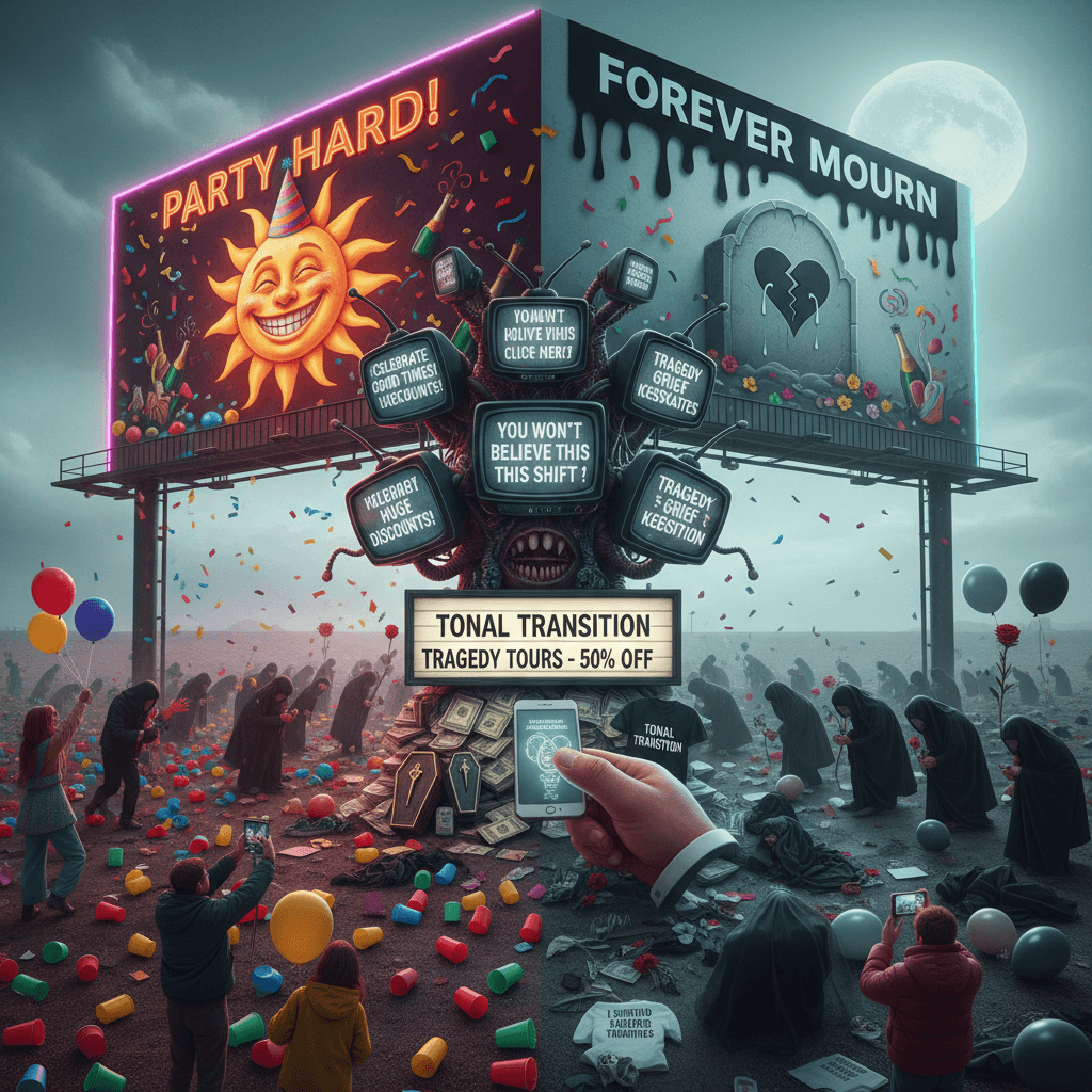 Celebration → Memorial: News learns about tonal transitions