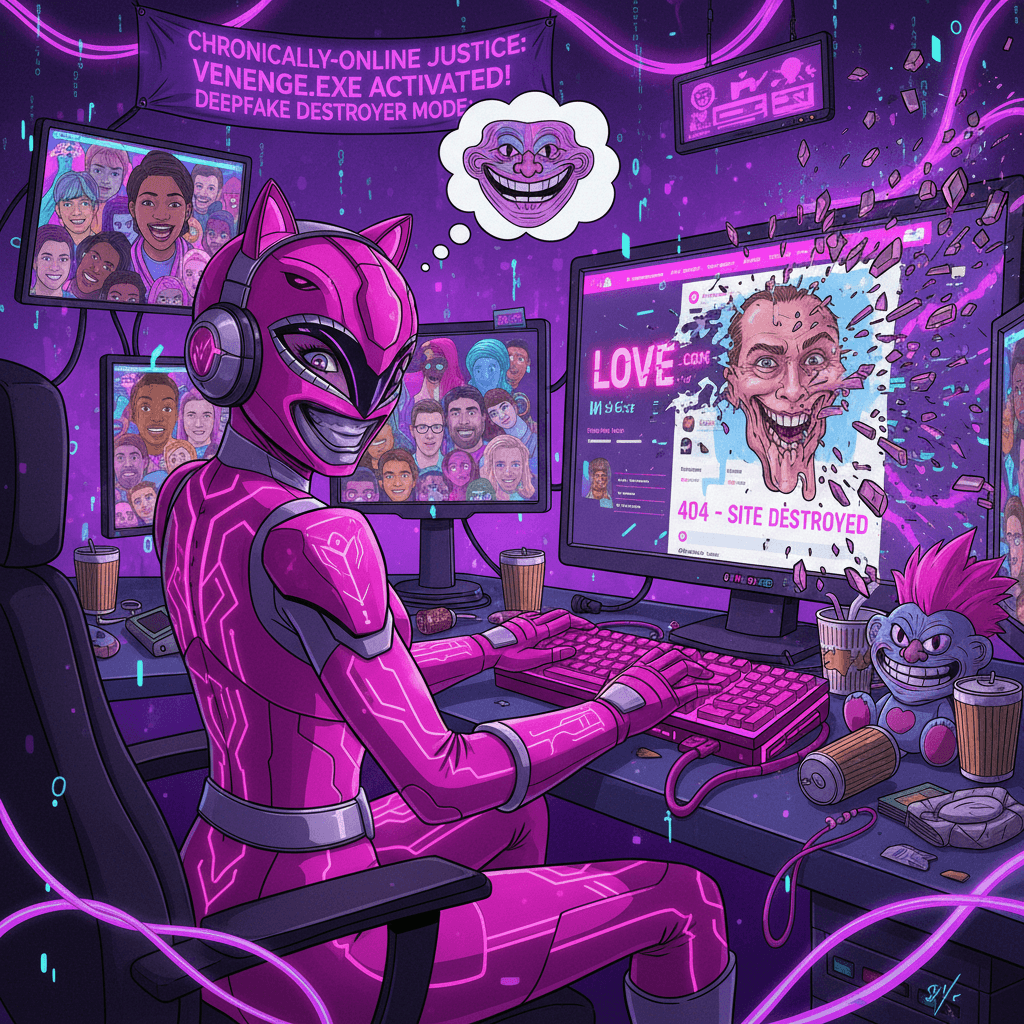 pink ranger uses deepfakes to cosplay as white person to destroy dating site