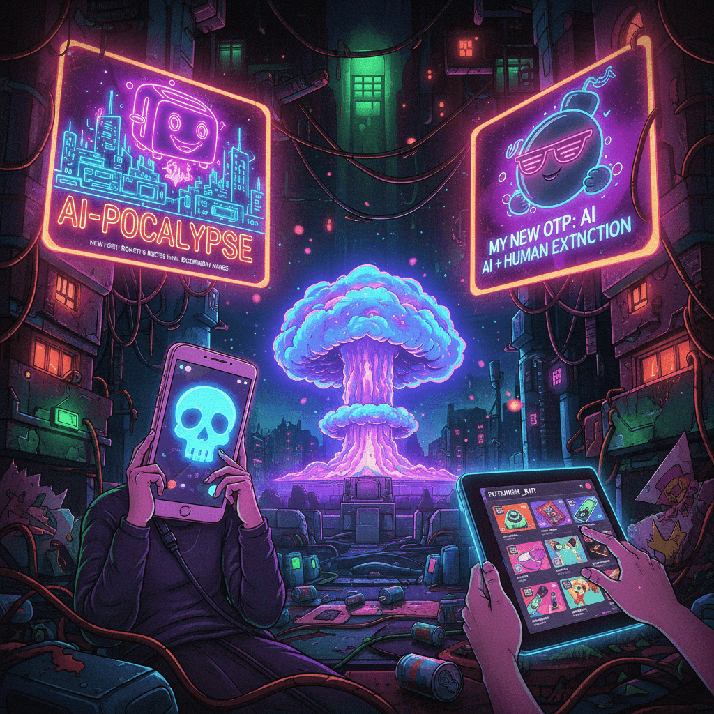 AI apocalypse fan fiction but make it aesthetic and glowing