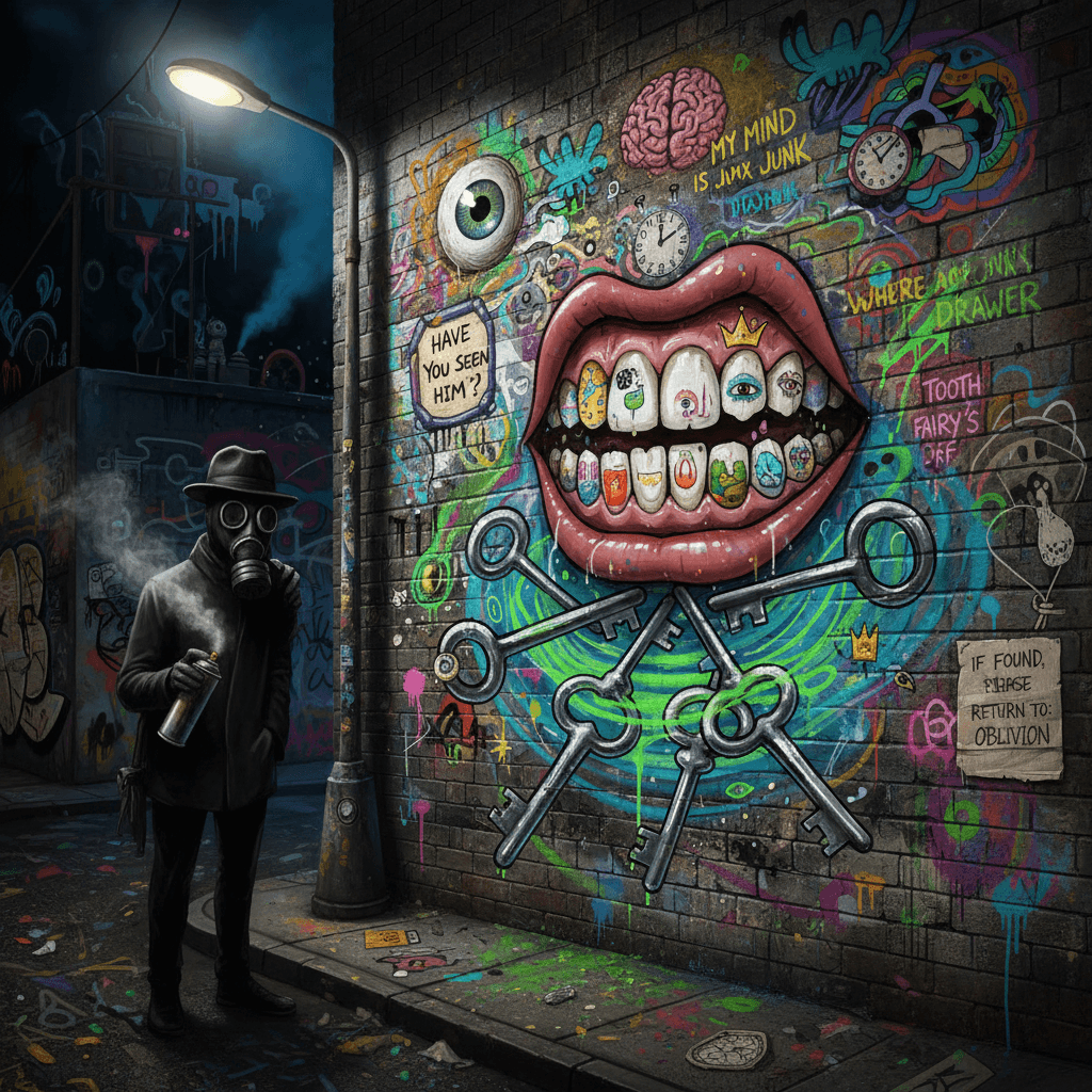 unhinged stream-of-consciousness meets lost property notice ft. dental art