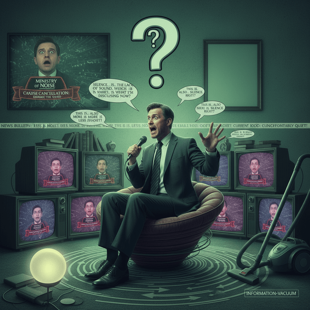 guy describes silence by talking about silence while TV is on