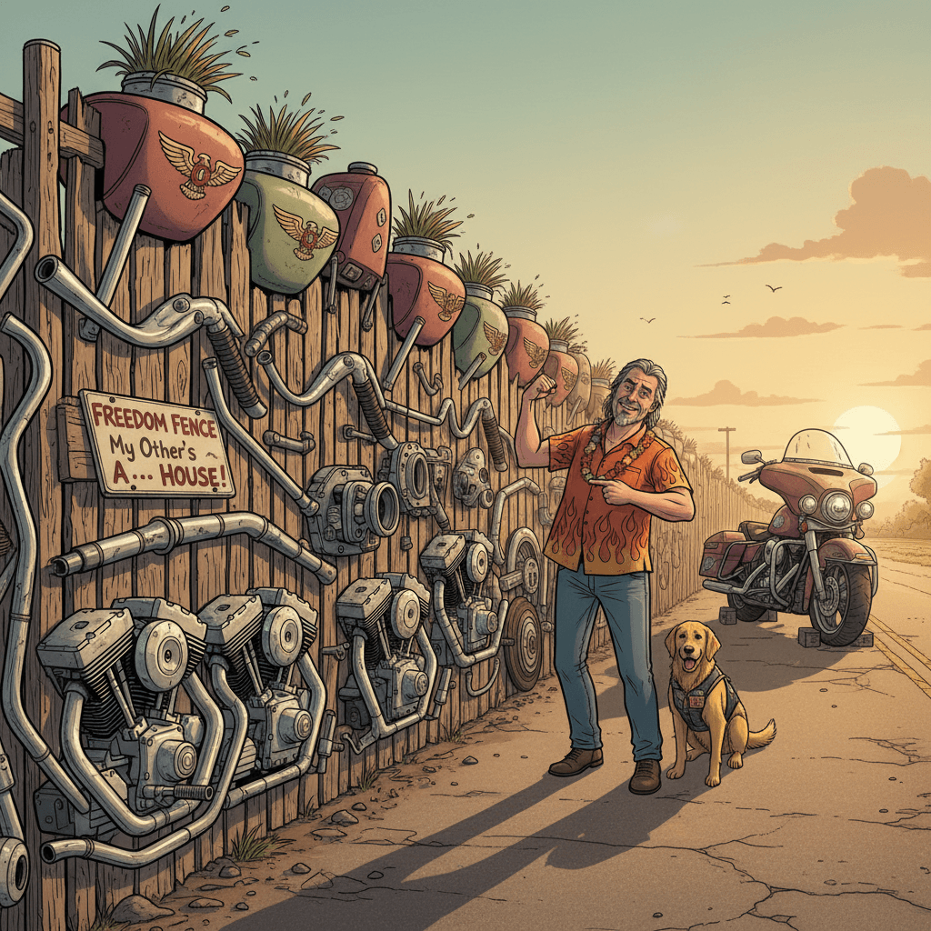 Harley Davidson's fever dream became a fence
