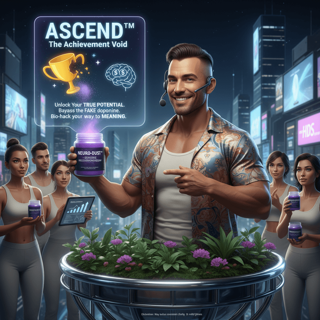 Man sells brain-powder by implying your accomplishments were hollow