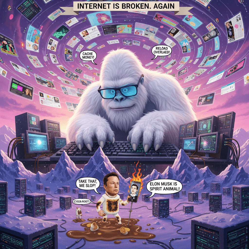 yeti jeffrey reloads tabs at dawn, elon roasts himself in the snow