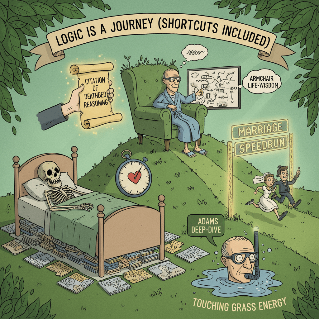 Scott Adams deathbed citation, because that's how logic works