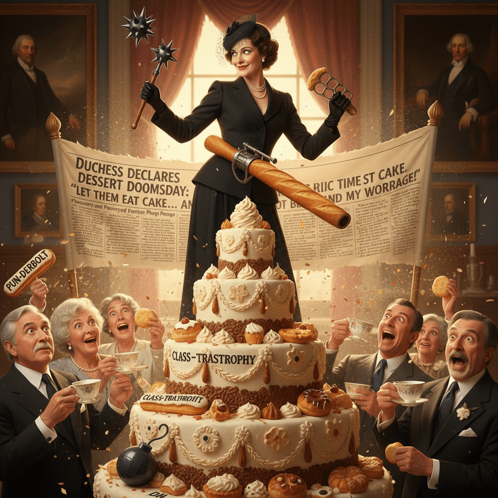 Widow weaponizes pastries through strategic wordplay and class