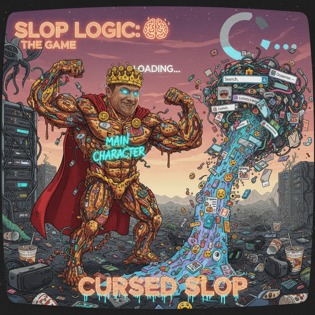 Peak internet slop: muscle guy vs. algorithms, starring SLOP LOGIC