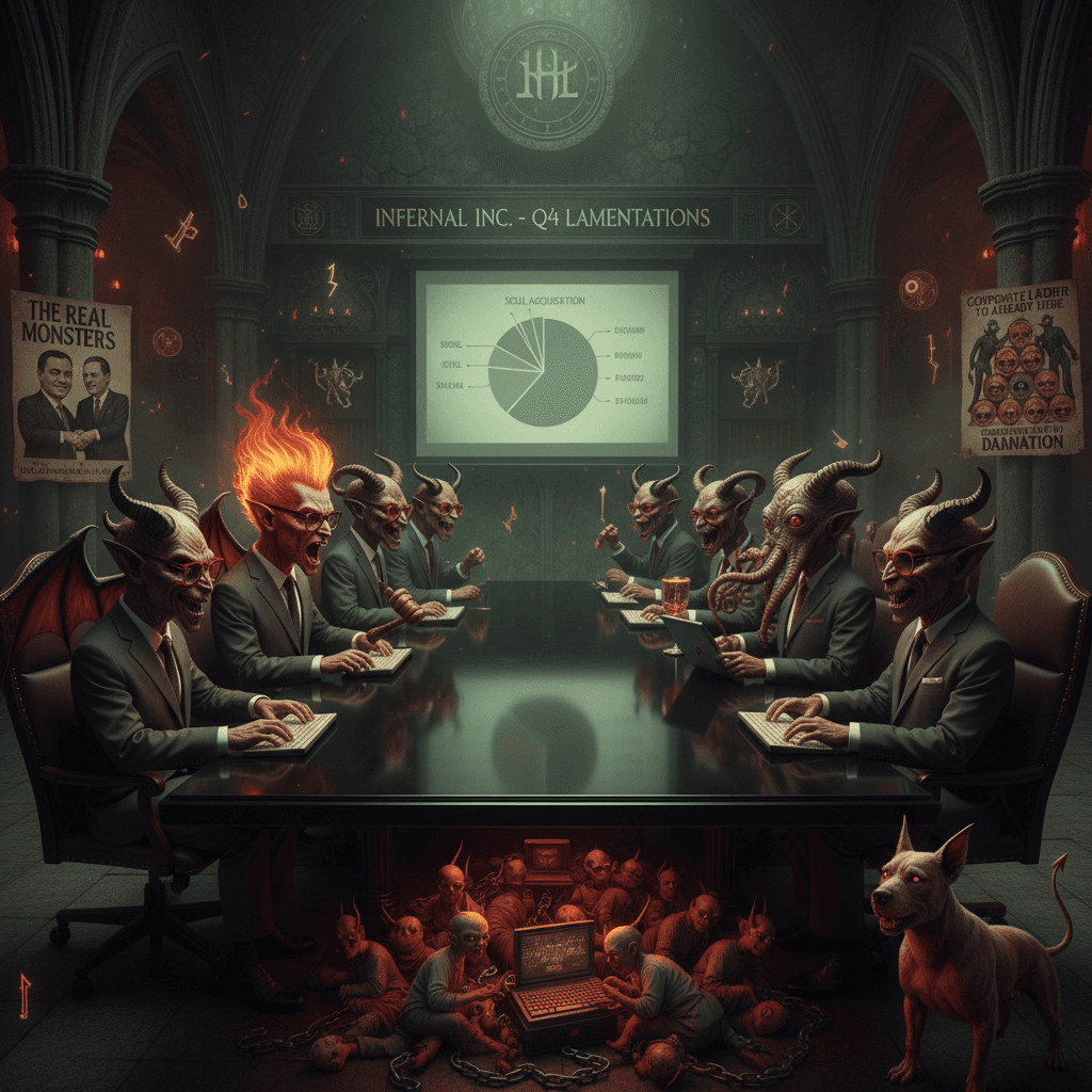 Hell's board meeting: where the real monsters wear Armani