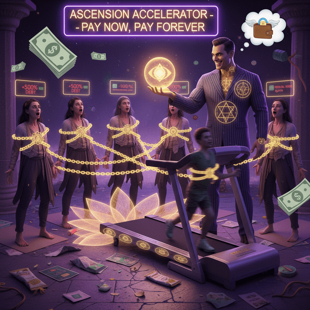 monetizing enlightenment at 500% APR, your chakras have never been so indebted