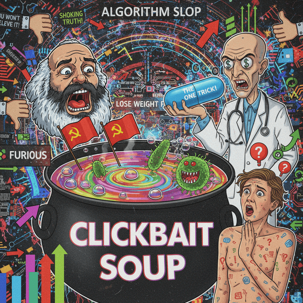 unhinged clickbait soup where communism fears bacteria and doctors hate this ONE trick